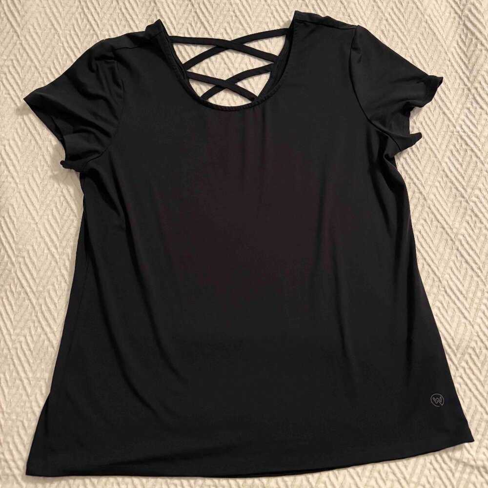 We Wander WeFlex Audrina Cross Back Performance T-Shirt – Size L, Black - Picture 6 of 8